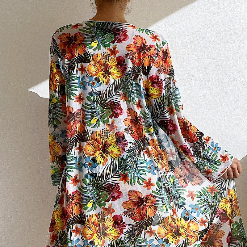 Bohemian Print Sexy Women's Beach Bikinis Three Pieces Bikini Set Cover Up Swimwear High Waisted Bikini Set Women Swimsuit 2025