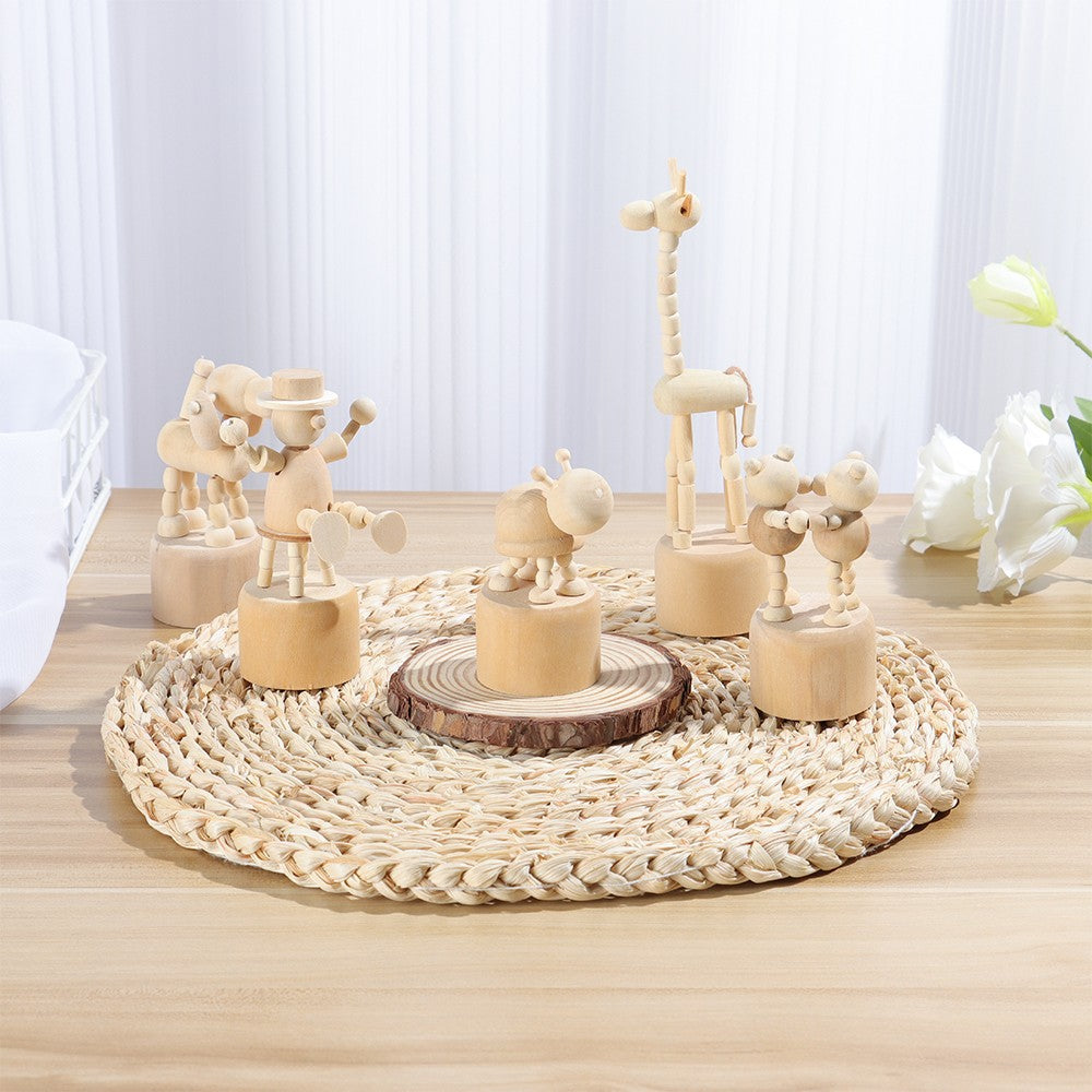 1Pc Wooden Animal Ornaments Mini Desktop Movable Puppet Fingurine Home Decoration Crafts Toy Gifts Home Book Shelf Fun Decor