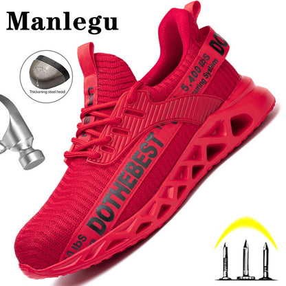 Sapatos de Segurança Bico de Aço Masculino Feminino Tênis de Trabalho Leves Sapatos de Trabalho à Prova de Furos Botas de Trabalho de Segurança Unissex para Construção