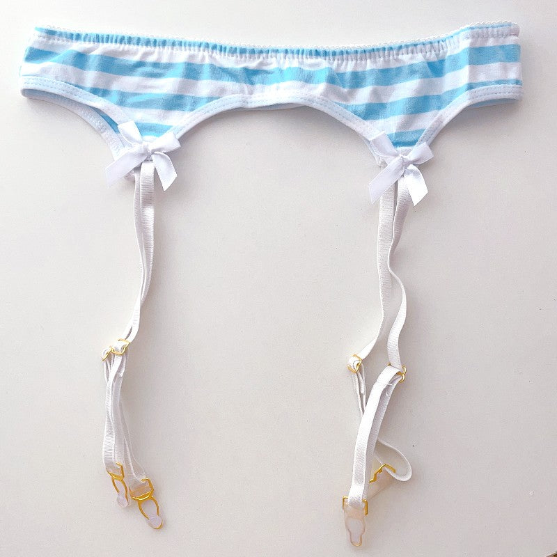 2025 Striped Halter Micro Bikini Set Lolita Kawaii Swimsuit Backless String Tied Bathing Suit