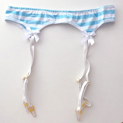 2025 Striped Halter Micro Bikini Set Lolita Kawaii Swimsuit Backless String Tied Bathing Suit