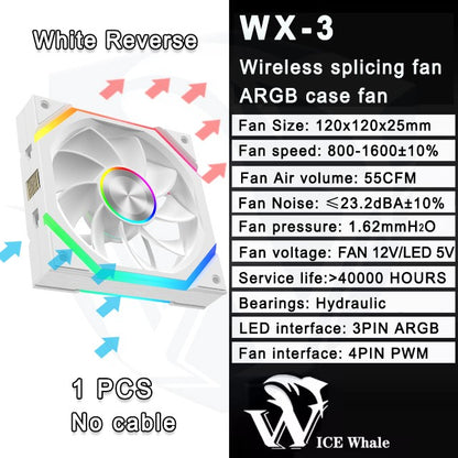 ICE Whale WX-3 Wireless Splicing Fan ARGB Air-Cooled Cooling Accessories 1600RPM 12CM Chassis Fan