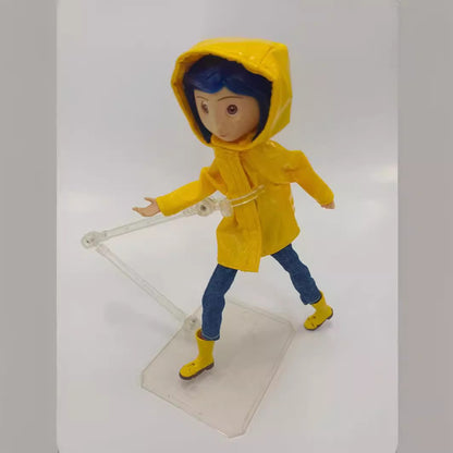 Neca Anime Coraline Doll Articulated Anime Figure Raincoat Sweater In Striped Shirt Toy La Girl Decoration Model Bithday Gifts