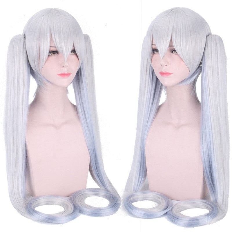 28 Cores Peruca de Cosplay Mi Ku Longa Resistente ao Calor Cabelo Sintético Clip Rabos de Cavalo Perucas de Festa de Halloween + Touca de Peruca Snow Mi Ku