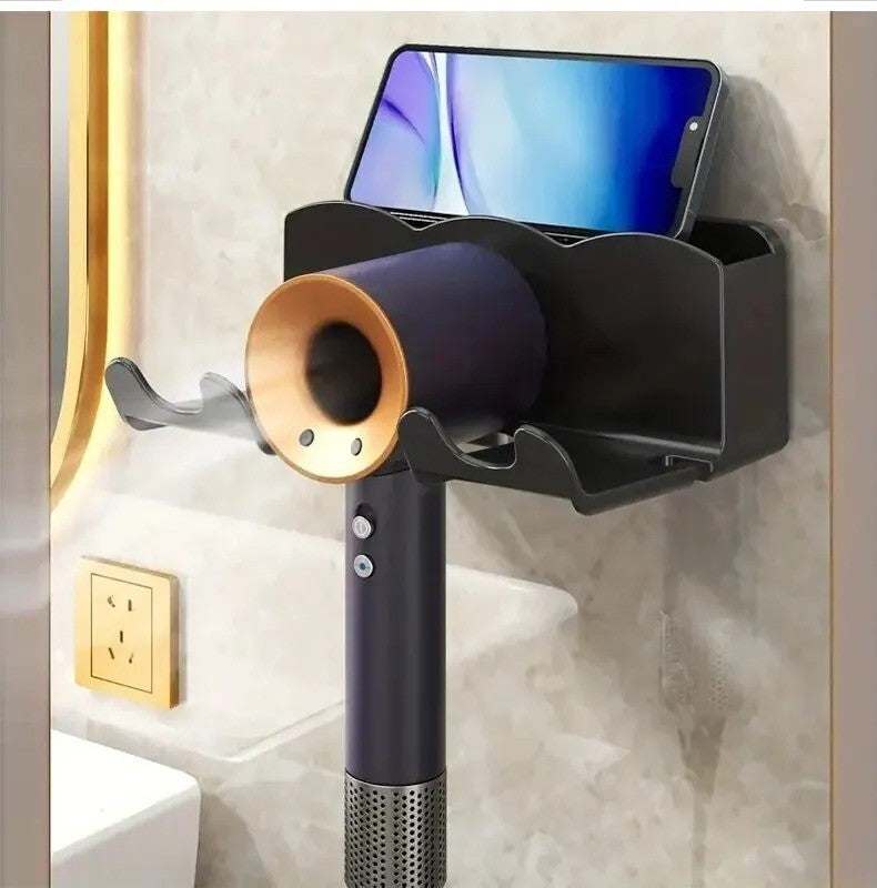 Suporte de Armazenamento para Secador de Cabelo Rack de Parede Sem Furo Suporte de Parede para Banheiro Armazenamento e Colocação de Dutos de Ar para Banheiro Suporte de Pendurar