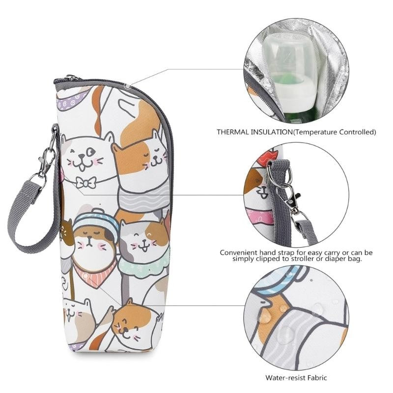 J15U Milk Bottle Storage Baby Feeding Bag Sleeve with Insulation for Travel Parents