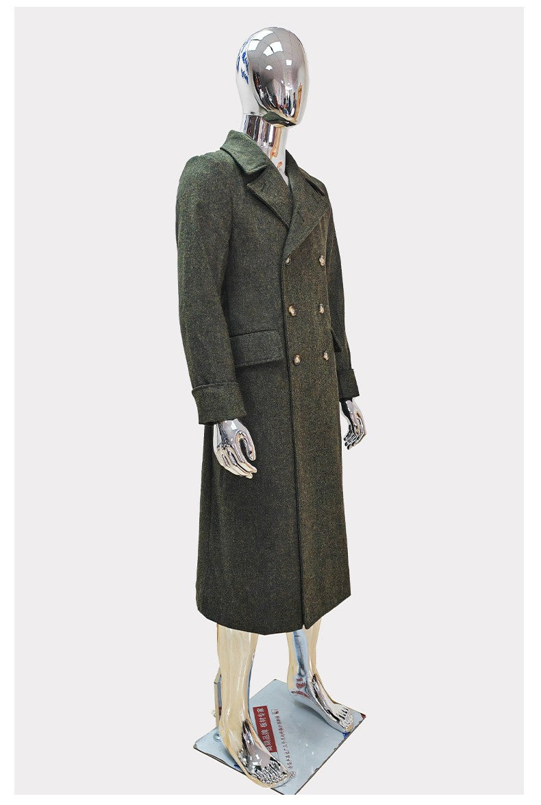 Nerazzurri Autumn Winter Long Luxury Elegant Chic Thick Warm Woolen Polo Coat for Men Double Breasted Wool & blends Overcoat