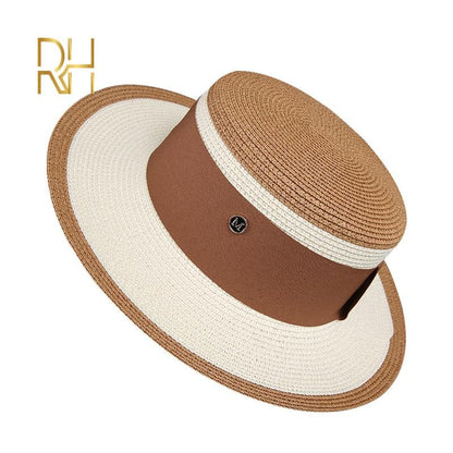 Chapéu de Palha Plano Hepburn Estilo Celebridade Francesa Fragrância Combinando Cores Top Feminino Quebra-sol Protetor Solar Férias Viagem