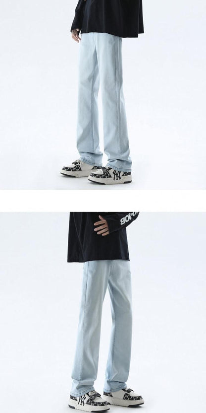 Cleanfit Extended Length Men's Jeans High Waist Slim Straight Leg Micro Flared Pants Bla Knife  Faionable Tall Size