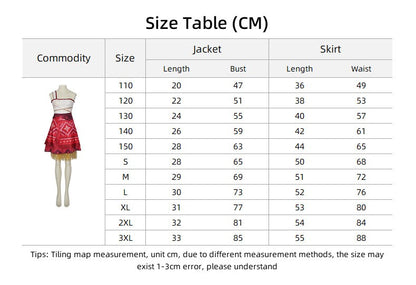 Family Matching Moana Costume Set, Adult  Kids Polynesian Princess Dress with Fringe, Halloween Carnival Party Cosplay Outfit