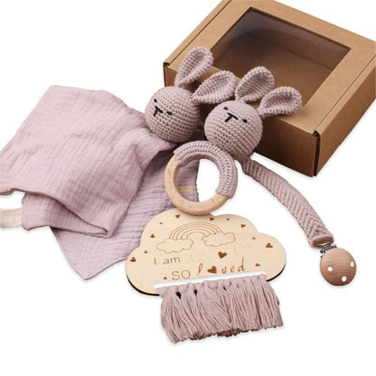 5Pcs Baby Soothing Doll Toy Burp Cloth Pacifier Chain and Teether with Tassels Board for Comfortable Teeth Care