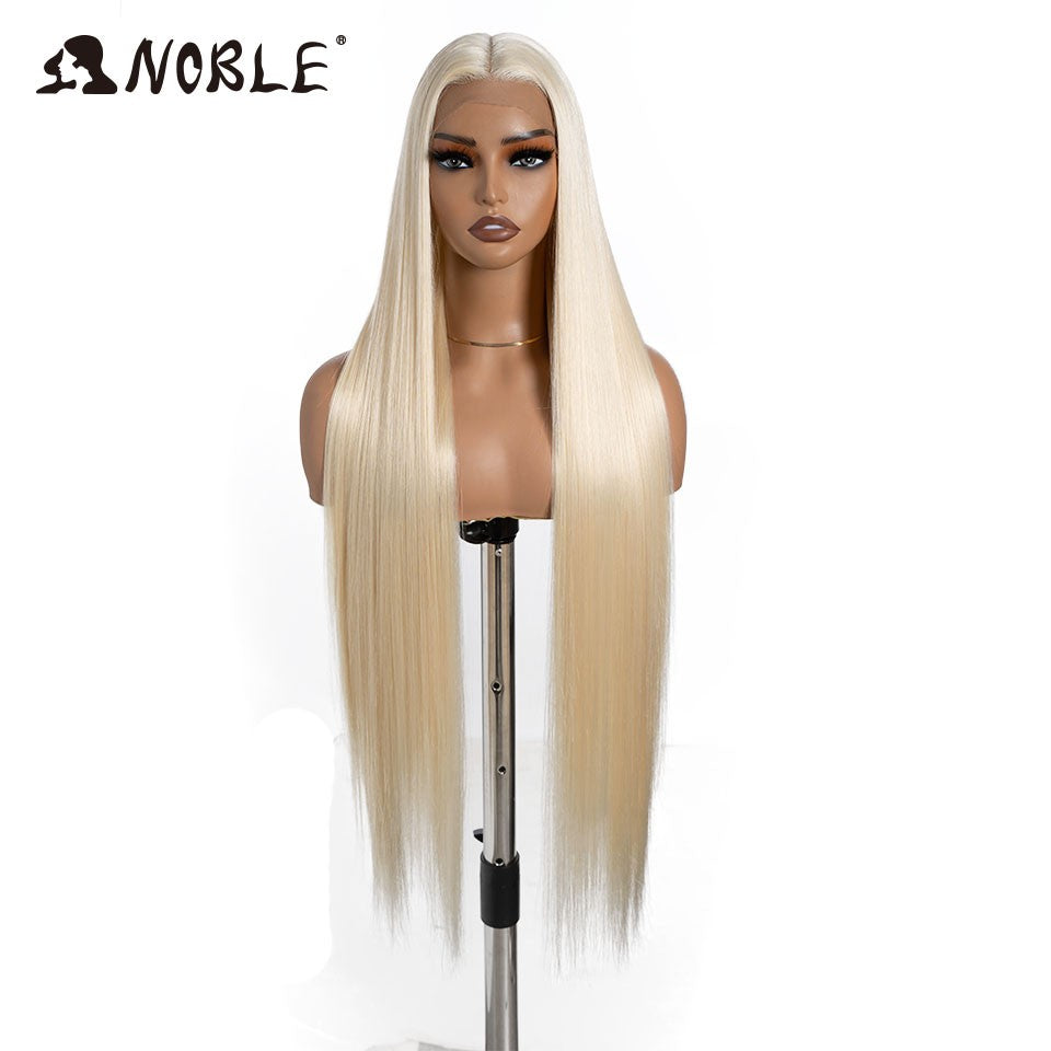 Perucas Noble Cosplay Para Mulheres Negras Perucas Sintéticas Lisas de Renda de 38 Polegadas Peruca Loira Ombre de Renda Peruca Sintética Loira de Renda Cosplay