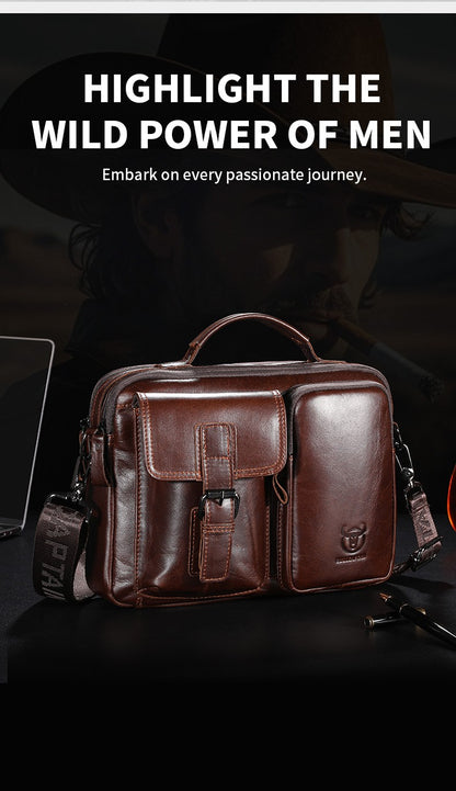 BULLCAPTAIN New Genuine Leather Men Crossbody Bag Male Briefcase Messenger Bag Casual Business Briefcase Style Men Shoulder Bag