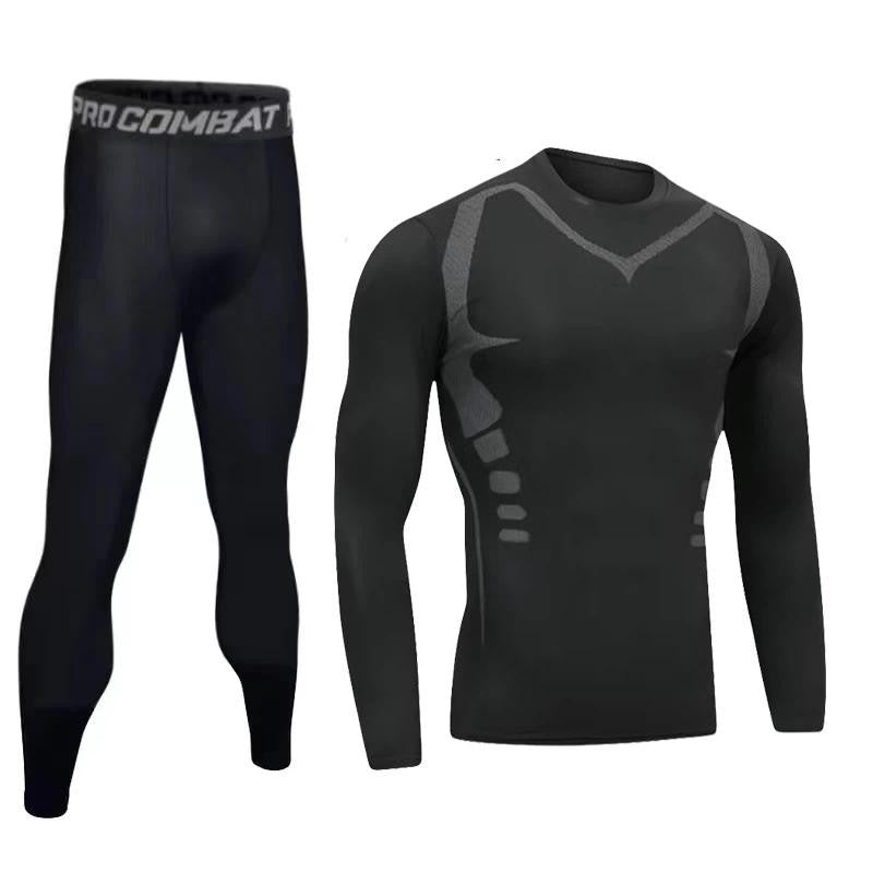 New Compression Running Sets Men Quick Dry Long Sleeve Shirt Basketball Fitness Gym Legging Male Workout Muscle Top Tracksuit