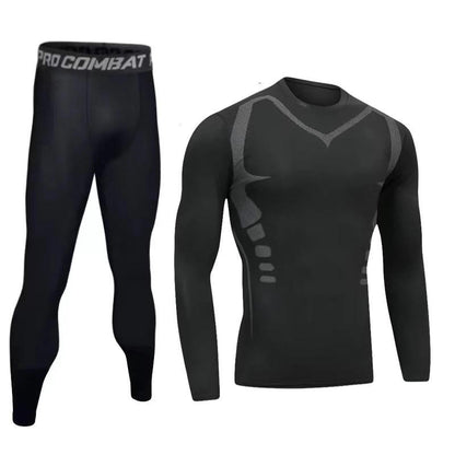 New Compression Running Sets Men Quick Dry Long Sleeve Shirt Basketball Fitness Gym Legging Male Workout Muscle Top Tracksuit