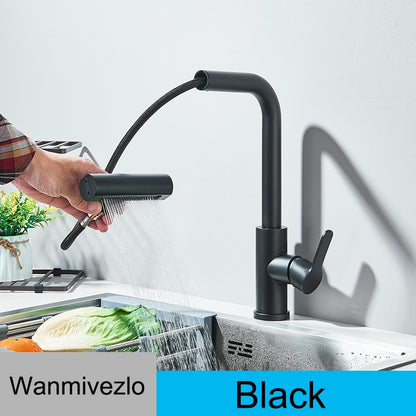 Torneira de Cozinha Flexível Extensível Quente Chuva Fria Misturador Torneira 360° Torneiras para Pia de Cozinha Instalação de Deck