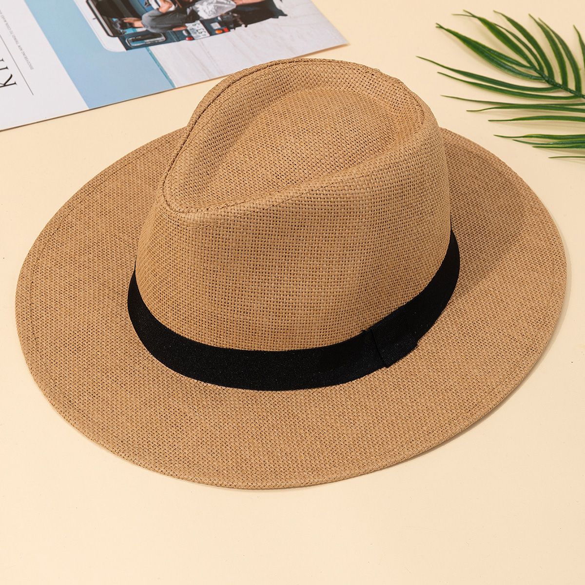 Hat, male, summer vacation, beach hat, English style, wide brimmed sun hat, sun shading hat, Panama straw hat, female