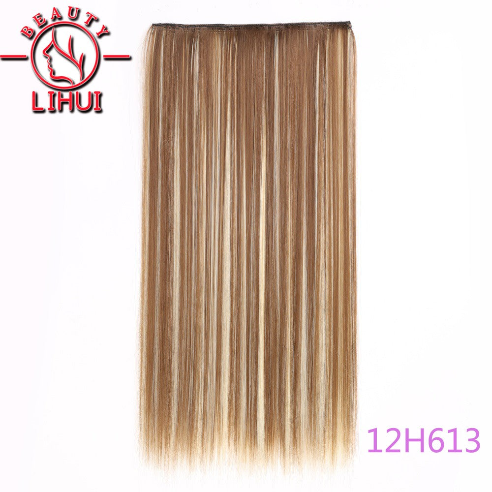 Extensões de cabelo sintéticas com clipe, longas e lisas, com 5 clipes em uma única peça, extensões de cabelo multicoloridas LIHUI