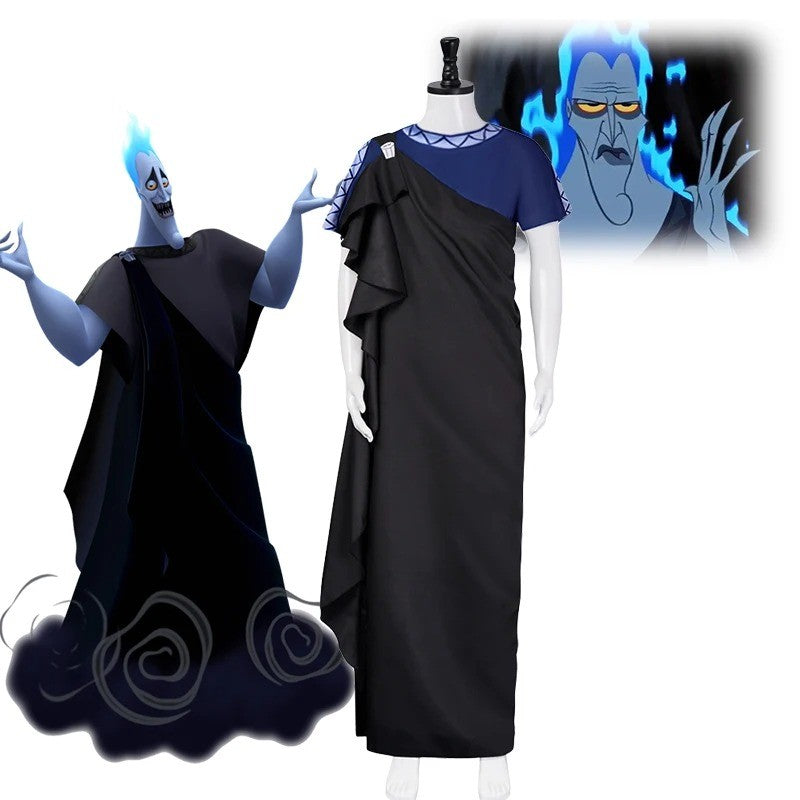 Anime Megara Hades Hercules Cosplay Costume Megara Pink Dress Strongman Jumpsuit Cape Hades Long Robe Halloween Carnival Suit