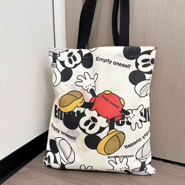 Mickey and Minnie Cartoon Creative Printed Pattern Handbag Large Capacity Fashion Canvas Shoulder Bag Female Mommy Bag