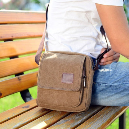 Vintage Canvas Men Crossbody Bag Anti-theft Large Capacity Outdoor Small Bag Wear-resistant Business Cashier Wallet Shoulder Bag