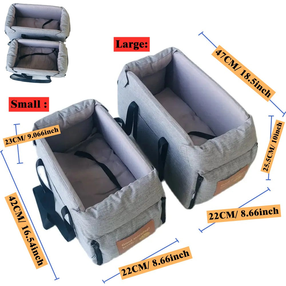 Assento de Carro para Cães Pequenos Assento para Console Central Assento Elevado para Carro Cesta de Transporte para Cães Portátil para Gatos Bolsa de Viagem de Segurança