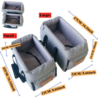 Assento de Carro para Cães Pequenos Assento para Console Central Assento Elevado para Carro Cesta de Transporte para Cães Portátil para Gatos Bolsa de Viagem de Segurança