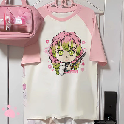 Mitsuri top women anime t shirt girl 2000s Japanese funny clothing