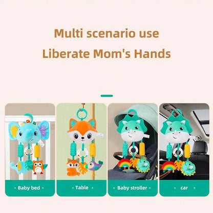 Chocalho Espiral para Berço Brinquedos de Bebê com Desenhos Animados de Animais, Chocalho de Carrinho de Bebê, Brinquedos de Carro para Recém-Nascidos
