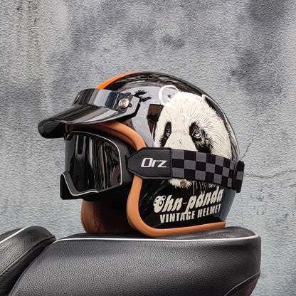 Capacete de motocicleta retrô semiaberto acessórios para motocicleta cross-country capacete de motocicleta 3/4 capacete retrô de inverno