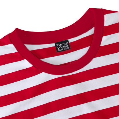 Black White Striped Shirt Men Cotton Short Sleeve Casual Basic Tee Adult Halloween Top Summer Fashion Daily Clothes