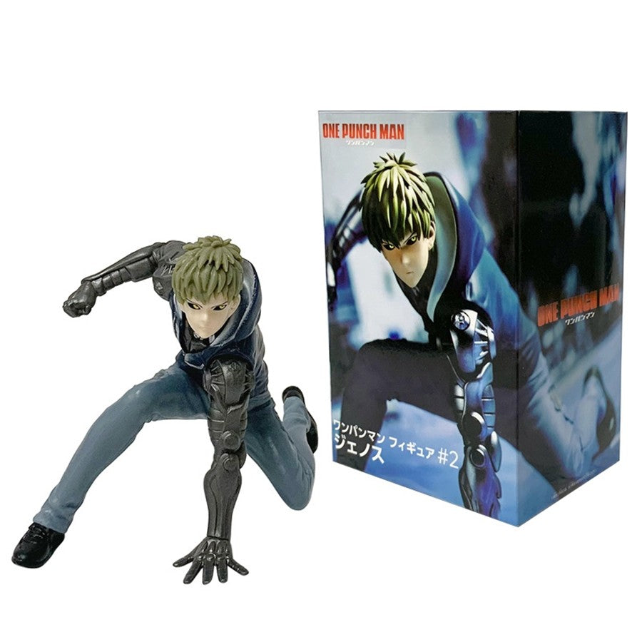 16cm One Punch Man Anime Figure Hoodie Saitama Action Figure Devil Transforms Man Genos Figurine PVC Collection Model Doll Toys