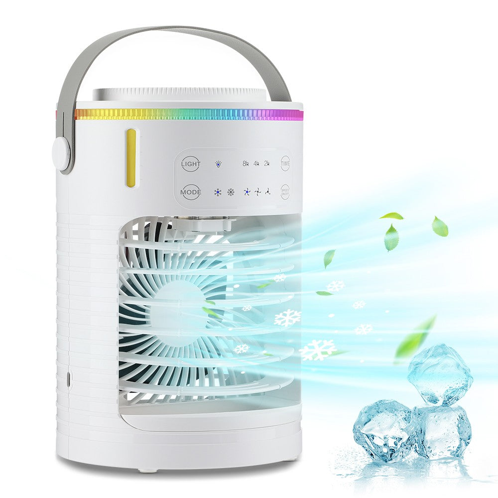 Ar Condicionado Portátil Ventilador de Mesa Spray Duplo Atomização Ultrassônica 3/4 Velocidades Silencioso Refrigerador de Ar Luz Noturna Ventilador Elétrico Doméstico