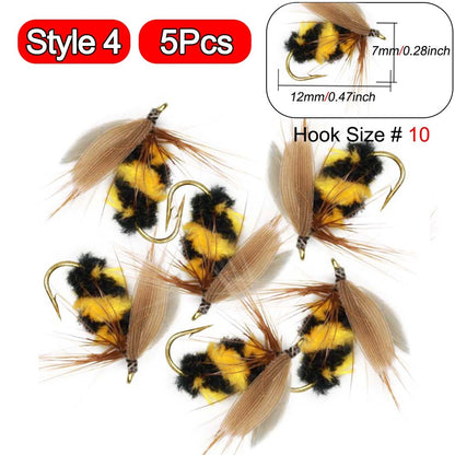 5 Peças Latão Beadhead Pavão Herl Buzzer Fly Isca de Pesca no Gelo Jig Ninfas Larvas para Pesca de Truta Perca Bluegill