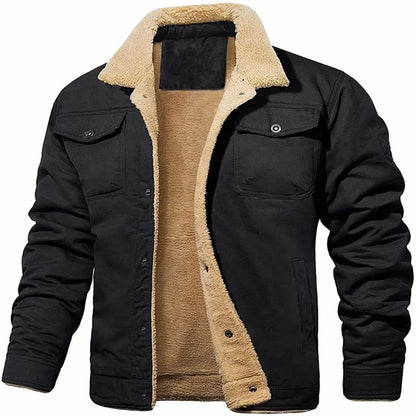 New Winter Men's Bomber Jacket High-quality Plush Thicken Wool Cargo Jackets Lapel Button-up Thick Warm Coat for Men Outwear 5XL