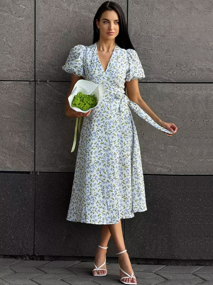 Summer Women's Light Long Dress 100% Cotton A-line Midi Dresses Muslin with Side