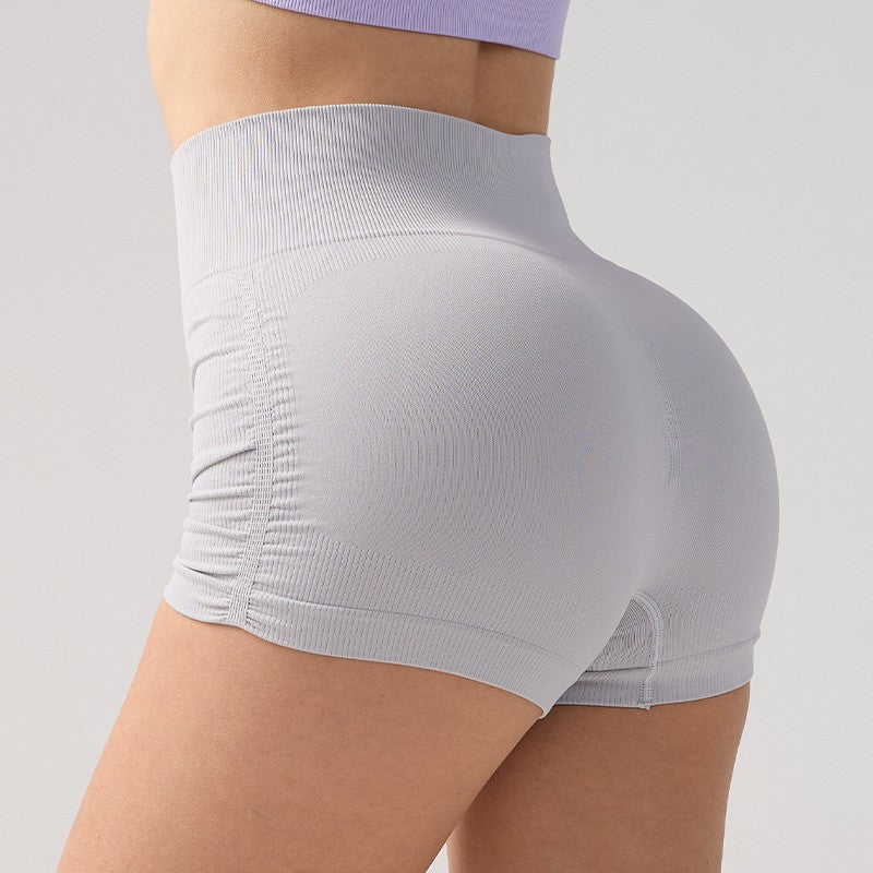 Women High Waist Fitness Shorts Gym Hip Lifting Yoga Sports Tight Running Shorts Exercise Three Folded Yoga Shorts
