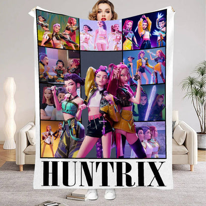 kpop Demon Hunters Huntrix Cobertores Qualidade Macio Quente Manta Cobertor Inverno Crianças Sofá Cama Fofo Colcha