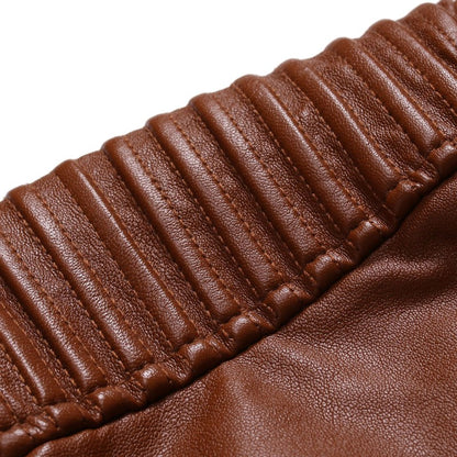 Men's leather jacket 2025 new spring and autumn thin style stand collar striped PU leather jacket motorcycle leather jacket