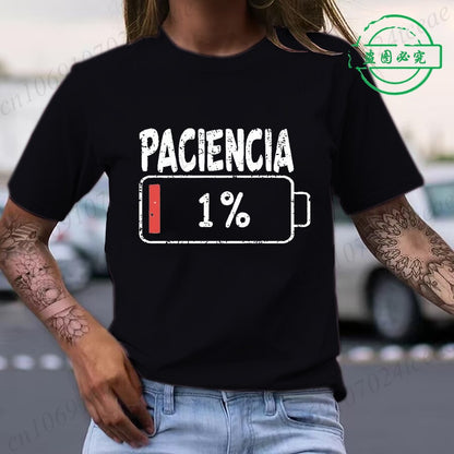 Vibrant Spanish Letter Print T-Shirts Short Sleeve Womens Casual Sports T-Shirts Summer Short Sleeved Harajuku Streetwear Tops