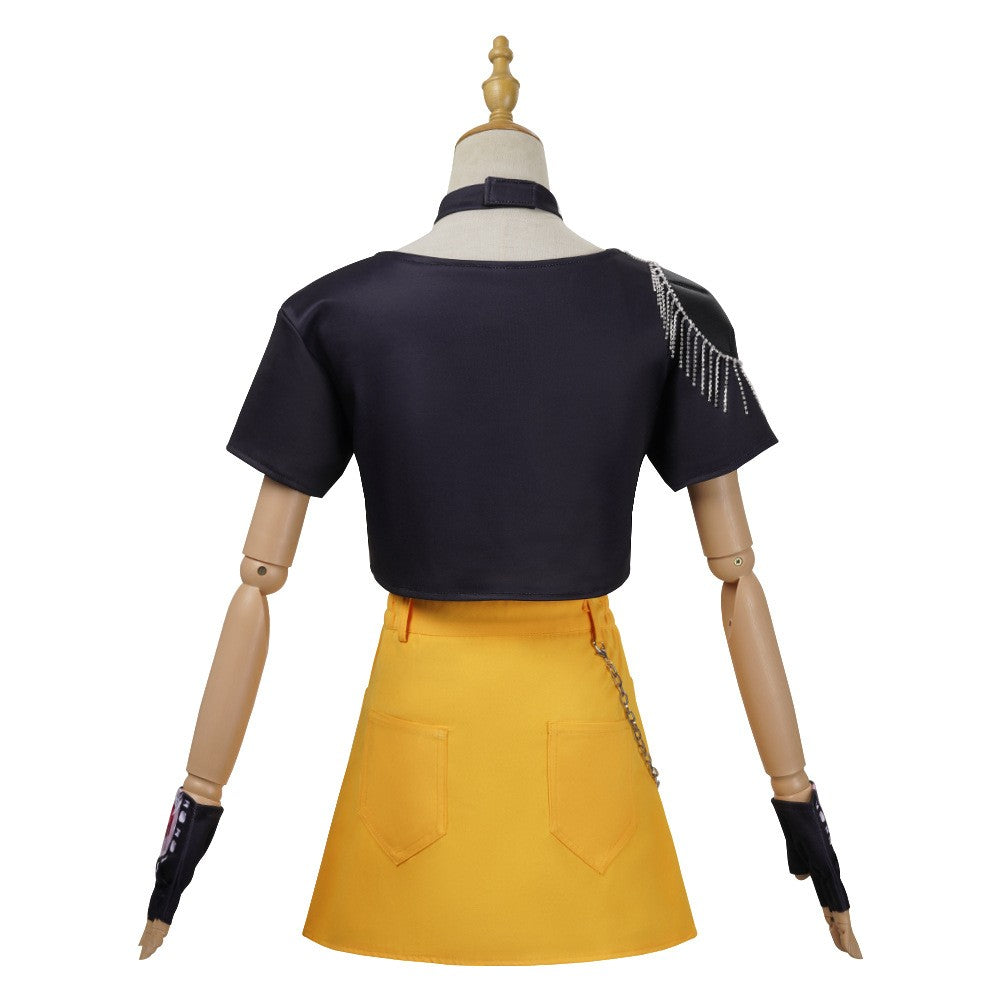 Halloween Fancy Dress Adult Kids Street Hip Hop Role Play Outfit 3 Styles Printed Crop Top Skirt Shorts Idol Stage Costume