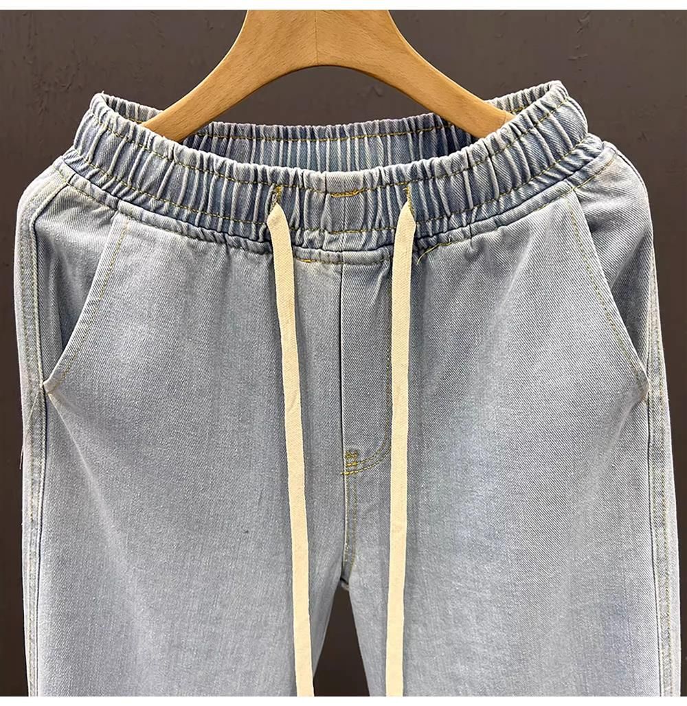 Men's Loose Fit Work Jeans Durable Construction Workers Casual Straight Leg Blue Denim Trousers for Spring Summer Autumn