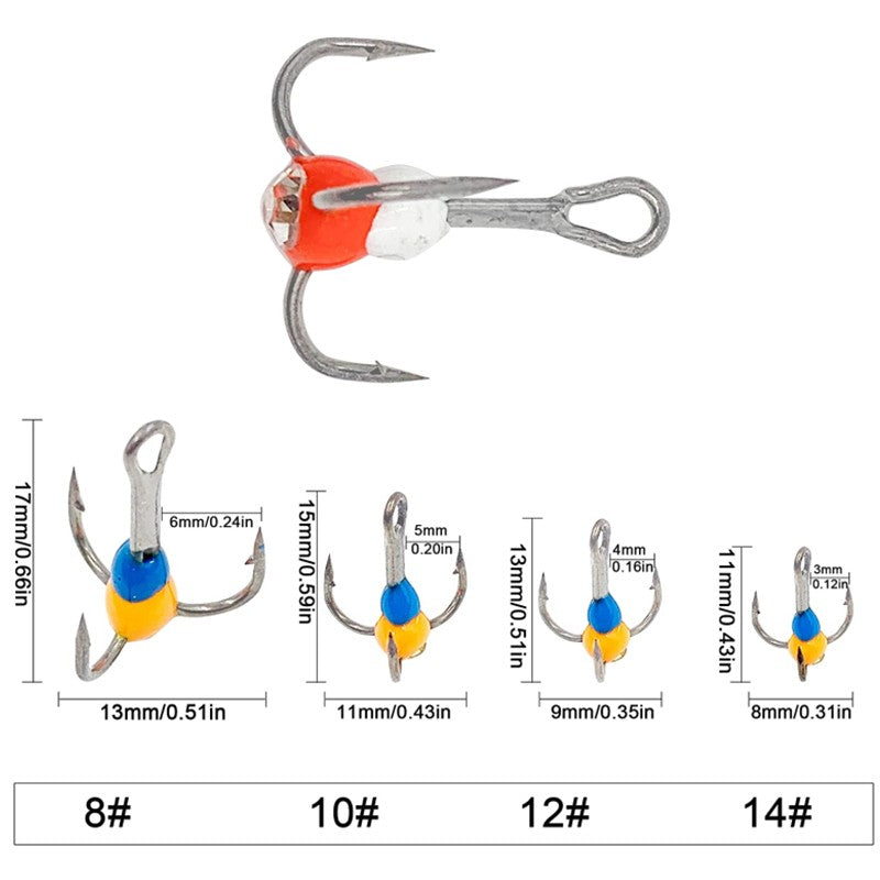 5PCS/10PCS Anzol de Pesca Anzol Triplo de Pesca no Gelo de Inverno Ferramenta de Apetrechos de Aço Carbono Iscas de Aço Carbono que Afundam Iscas de Inverno