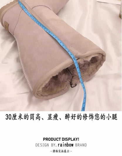 Women Classic Ladies Girls Winter Snow Boots 2024 Waterproof Warm Genuine Leather Fur Australia Plus Velvet Knee High Winter