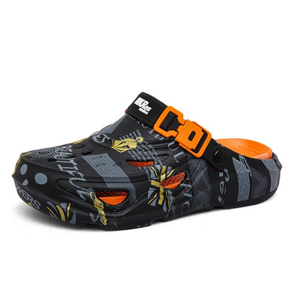 Men's Sports Sandals Eva Light Soft Comfortable Men's Beach Sandals Fashion Platform Buckle Slip-on Graffiti Slippers for Men