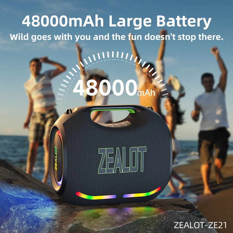 ZEALOT-ZE21 250W Alto Poder Sem Fio TWS Subwoofer Bluetooth Speaker Alto Volume À Prova D'Água Portátil Power Bank Som HIFI