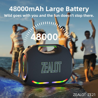 ZEALOT-ZE21 250W Alto Poder Sem Fio TWS Subwoofer Bluetooth Speaker Alto Volume À Prova D'Água Portátil Power Bank Som HIFI