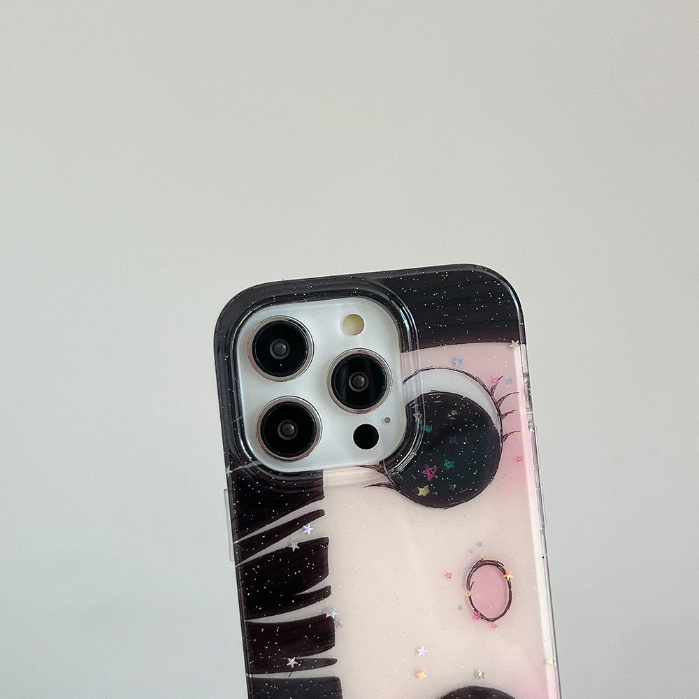 Cartoon Anime Shinning Eyes Cute Phone Case for IPhone 17 16 15 14 13 Pro Max Girl Glittering Big Eyes Back Phone Cover Capa