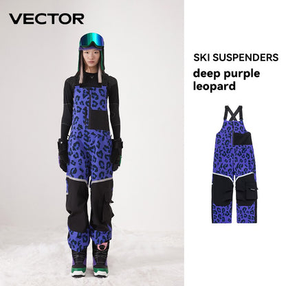 VECTOR Thick Men Women Ski Pants Straight Overalls Jumpsuit Skiing Bib Waterproof Winter Warm Windproof Outdoor Sports Snowboard