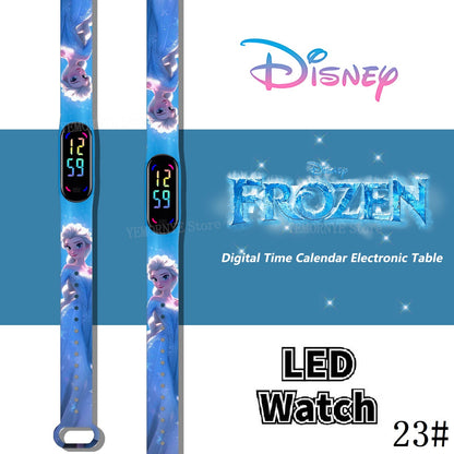 Disney Frozen Digital Kids' Watches Anime Figures LED Luminous Watch Touch Waterproof Electronic Sports Watch Kids Birthday Gift